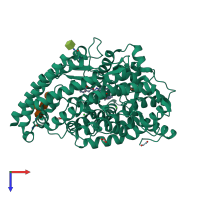PDB entry 7q28 coloured by chain, top view.
