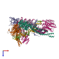 PDB entry 7q2x coloured by chain, top view.