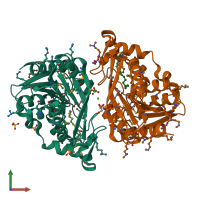 PDB entry 7q4j coloured by chain, front view.