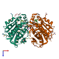 PDB entry 7q4j coloured by chain, top view.