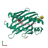 PDB entry 7q5d coloured by chain, front view.