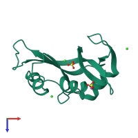 PDB entry 7q78 coloured by chain, top view.