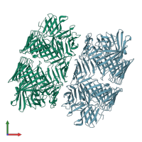 PDB entry 7q97 coloured by chain, front view.