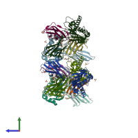 PDB entry 7q98 coloured by chain, side view.
