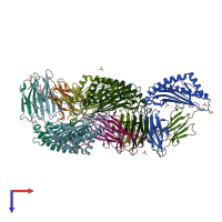 PDB entry 7q98 coloured by chain, top view.
