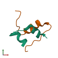 PDB entry 7qac coloured by chain, front view.