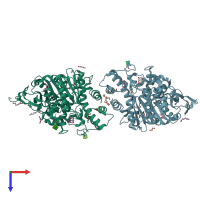 PDB entry 7qb4 coloured by chain, top view.