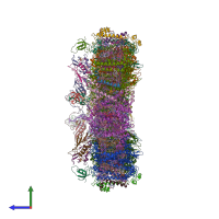 PDB entry 7qco coloured by chain, side view.