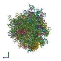 PDB entry 7qgg coloured by chain, side view.
