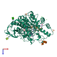PDB entry 7qhe coloured by chain, top view.
