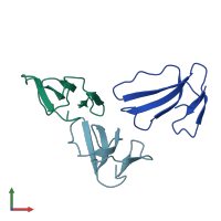PDB entry 7qhi coloured by chain, front view.