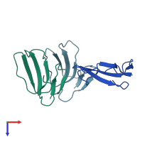 PDB entry 7qhi coloured by chain, top view.