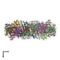 PDB entry 7qhm coloured by chain, top view.