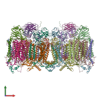PDB entry 7qho coloured by chain, front view.