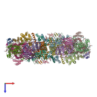 PDB entry 7qho coloured by chain, top view.