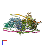 PDB entry 7qin coloured by chain, top view.