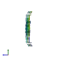 PDB entry 7qjv coloured by chain, side view.