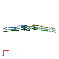 PDB entry 7qjw coloured by chain, top view.