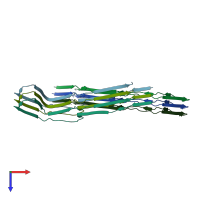 PDB entry 7qjy coloured by chain, top view.