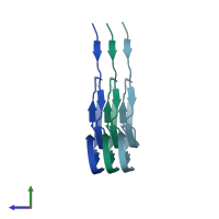 PDB entry 7qk6 coloured by chain, side view.
