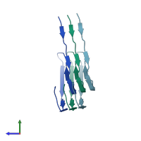 PDB entry 7qkg coloured by chain, side view.