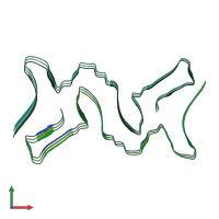 PDB entry 7qky coloured by chain, front view.