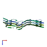 PDB entry 7qky coloured by chain, top view.