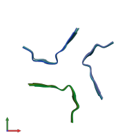 PDB entry 7qkz coloured by chain, front view.