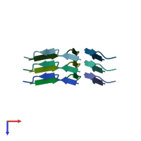 PDB entry 7qkz coloured by chain, top view.