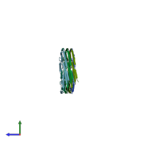 PDB entry 7ql4 coloured by chain, side view.