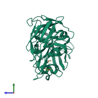 PDB entry 7qlu coloured by chain, side view.