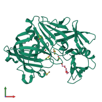 PDB entry 7qlv coloured by chain, front view.