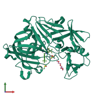 PDB entry 7qm6 coloured by chain, front view.