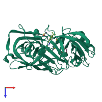 PDB entry 7qmd coloured by chain, top view.