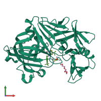 PDB entry 7qmp coloured by chain, front view.