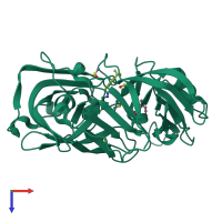 PDB entry 7qmw coloured by chain, top view.