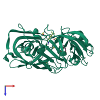 PDB entry 7qmx coloured by chain, top view.