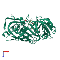 PDB entry 7qn1 coloured by chain, top view.