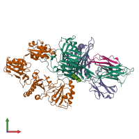 PDB entry 7qng coloured by chain, front view.