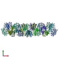 PDB entry 7qnm coloured by chain, front view.