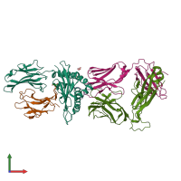 PDB entry 7qpj coloured by chain, front view.