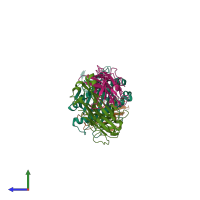 PDB entry 7qpj coloured by chain, side view.