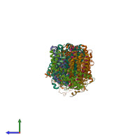 PDB entry 7qru coloured by chain, side view.