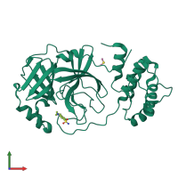 PDB entry 7qt6 coloured by chain, front view.