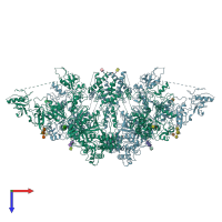 PDB entry 7qtq coloured by chain, top view.