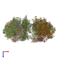 PDB entry 7qvp coloured by chain, top view.