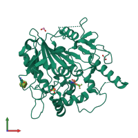 PDB entry 7qvz coloured by chain, front view.