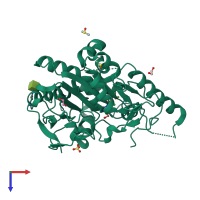 PDB entry 7qvz coloured by chain, top view.