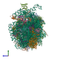 PDB entry 7qwq coloured by chain, side view.