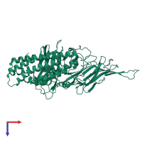 PDB entry 7qx7 coloured by chain, top view.